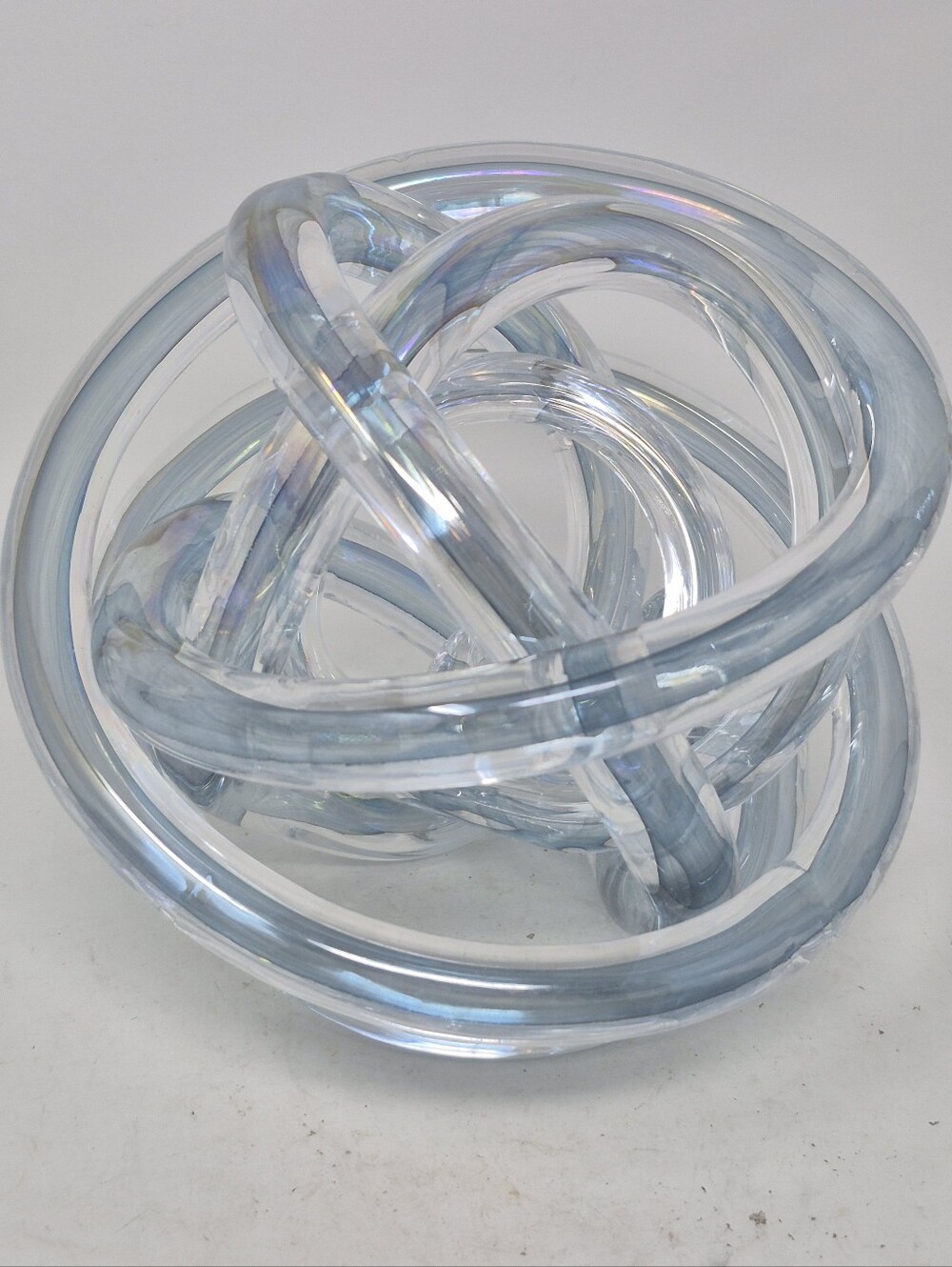 Art Glass Endless Knot Clear And Blue